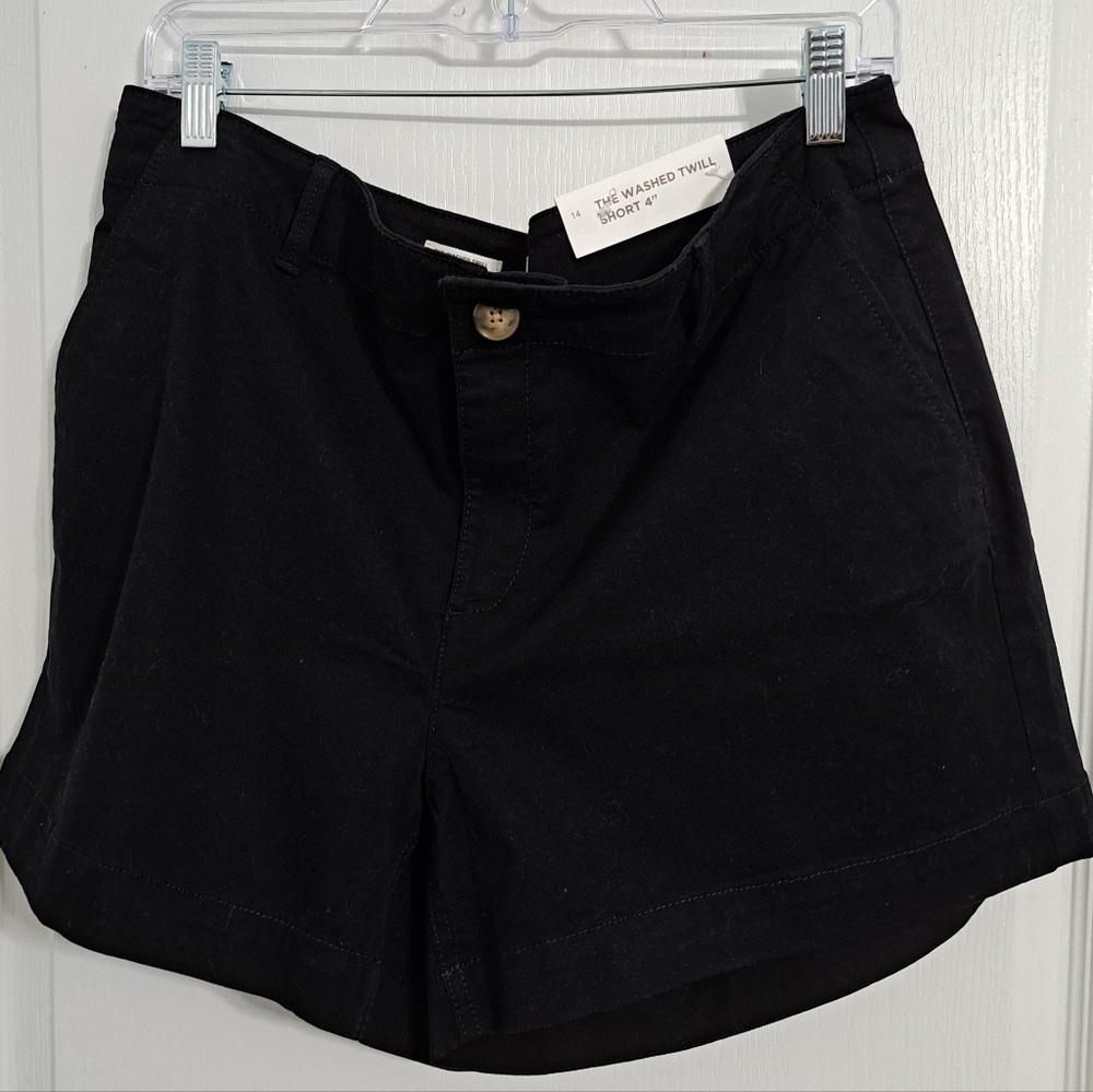 LOFT The Washed Twill Black Shorts Size 14 NWT